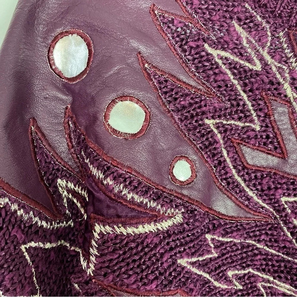Vintage 80s 90s Retro Momcore Sweater Womens Medium Purple Leatger Embroidered - Picture 4 of 10